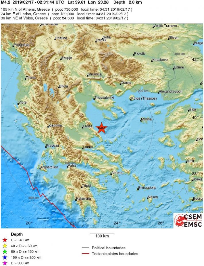 Σεισμός 4,2 Ρίχτερ στα ανοιχτά βόρεια των Σποράδων