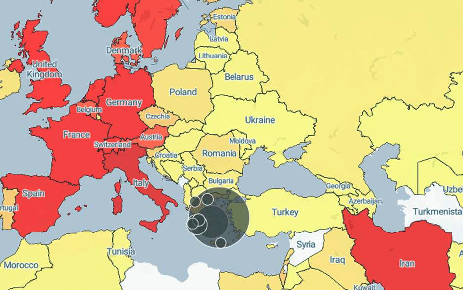 Χάρτης δείχνει την εξάπλωση του κορωνοϊού στην Ελλάδα