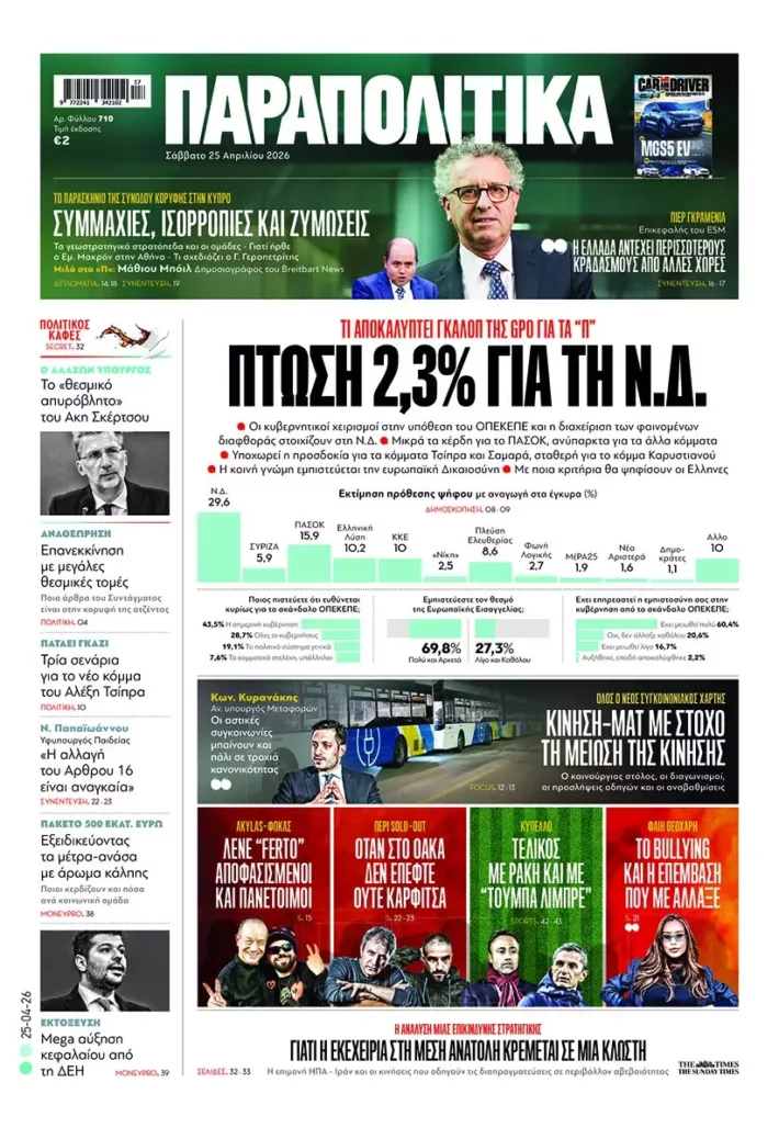 Μεγάλη πτώση με σφραγίδα Κοβέσι: Πόσες μονάδες χάνει η ΝΔ σε νέα δημοσκόπηση